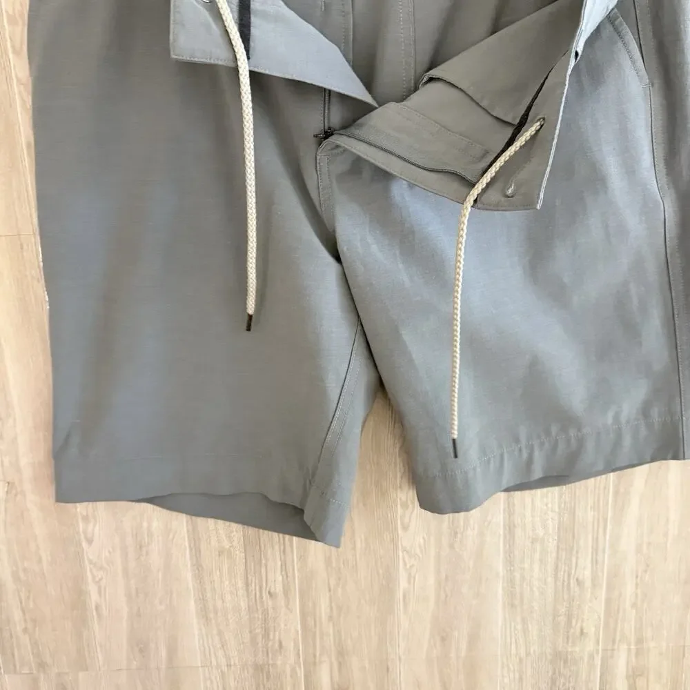 Faherty All Day Shorts Mens 33 Measures 34” Gray Chino Drawstring Stretch Casual